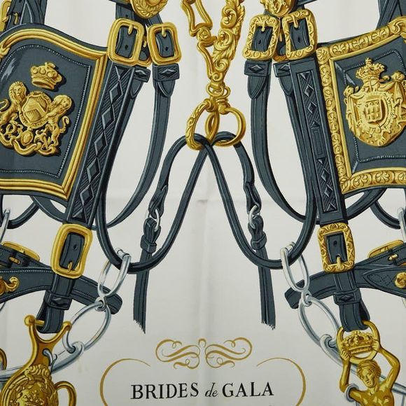 Hermes Carre 90 Brides De GALA Ceremonial Maitre D'oeuvre Light Blue Multicolor - Picture 2 of 4